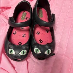 Mini Melissa Black Cat Dress Shoes for Kids